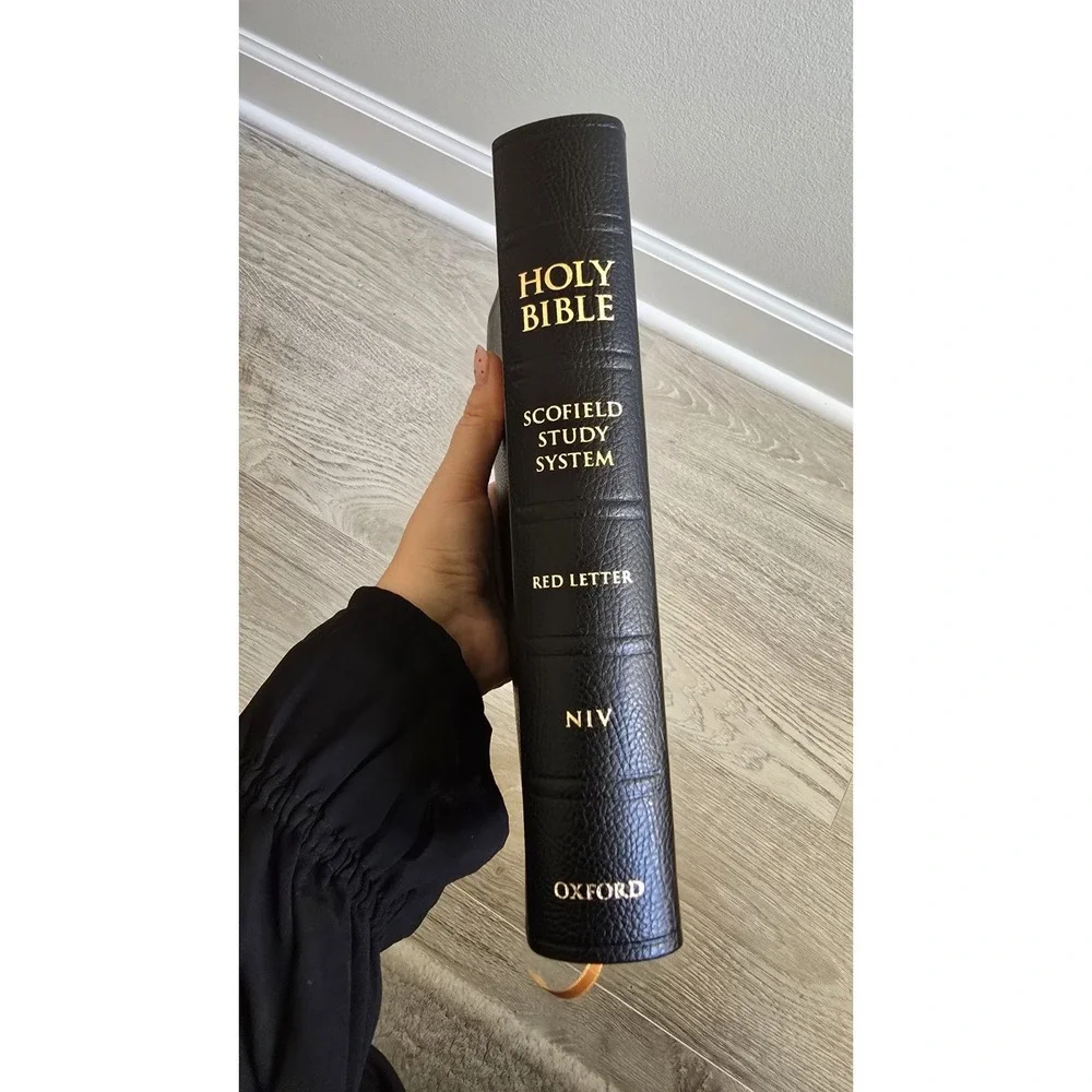 Scofield Study Bible NIV Red Letter Oxford Black Leather Tabs HC - Picture 1 of 8